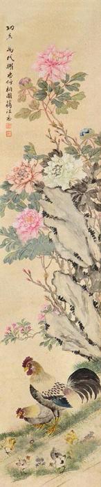 王跃宗花卉立轴绢本字画之家