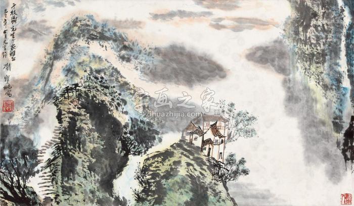 刘宝纯1989年作山居图立轴设色纸本字画之家