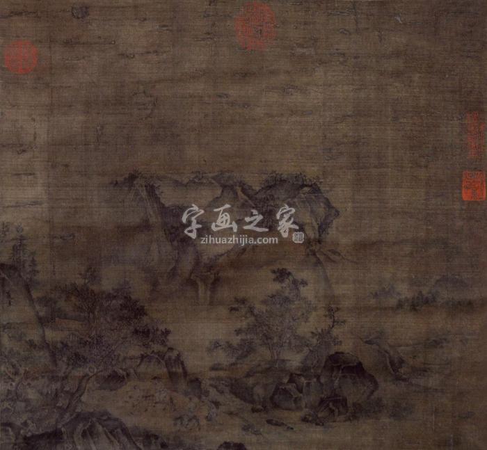 夏圭山水立轴设色绢本字画之家
