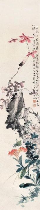 丁宝书花卉草虫立轴纸本字画之家