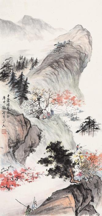 陶冷月山间收获镜片设色纸本字画之家