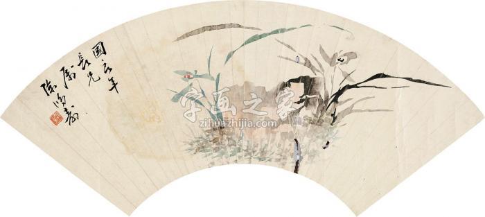 陈鸿寿兰石图扇片水墨纸本字画之家