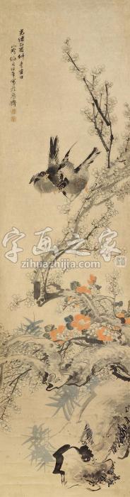 任伯年花鸟立轴纸本字画之家