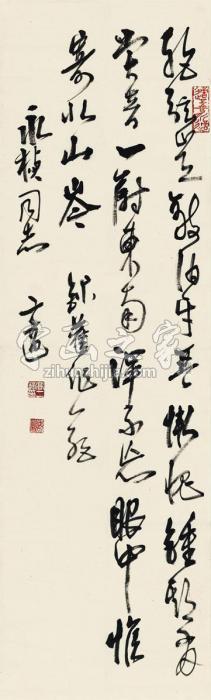 高二适草书七言诗画心纸本字画之家