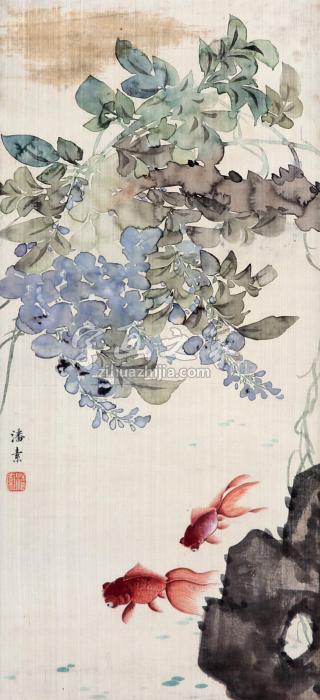 潘素紫绶金章镜片设色纸本字画之家