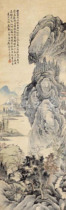 殿潘北山奇峰立轴纸本字画之家