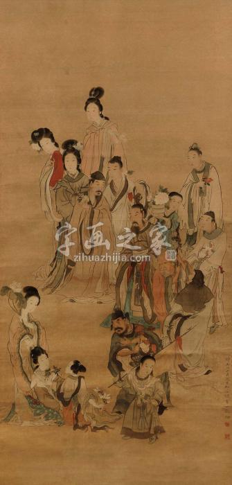 倪墨耕丙戌（1886）年作群仙图立轴设色绢本字画之家