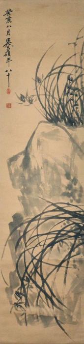 吴昌硕1923年作兰石图立轴水墨纸本字画之家