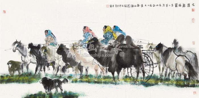吴团良2004年作大漠驼铃图镜心设色纸本字画之家