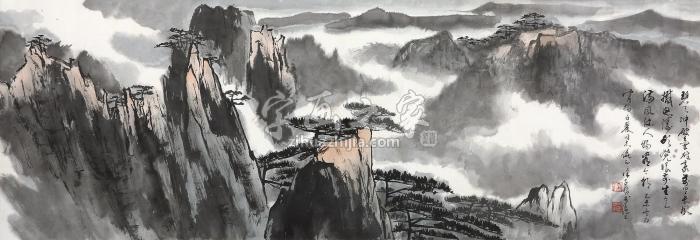 徐子鹤黄山松云镜片设色纸本字画之家