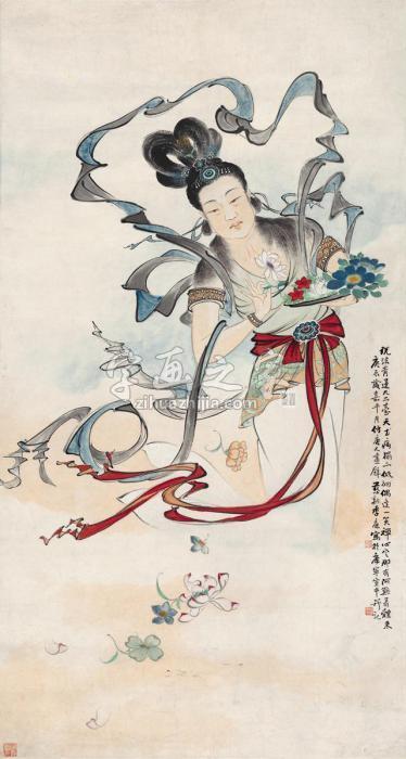 季康天女散花图字画之家 季康天女散花图字画之家