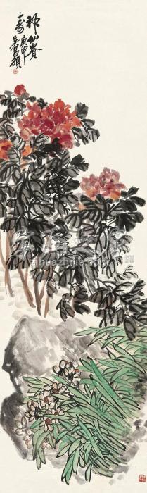 吴昌硕神仙贵寿立轴设色纸本字画之家