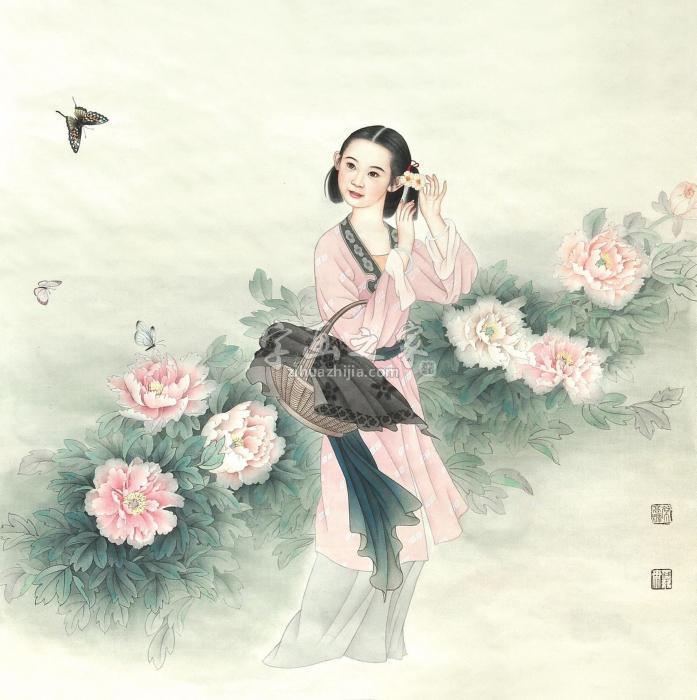 常高源2012年作婉儿立轴设色纸本字画之家