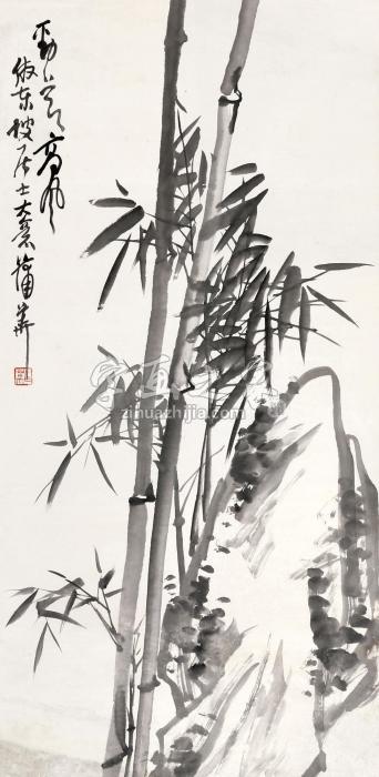 蒲华劲节高风立轴水墨纸本字画之家