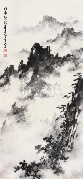 董寿平1988年作山水镜片水墨纸本字画之家