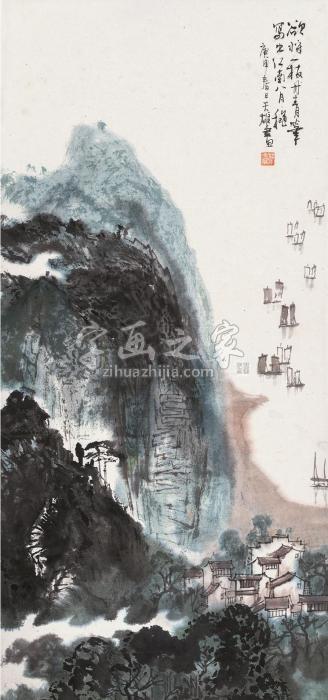 蔡天雄1980年作江南秋景镜片设色纸本字画之家