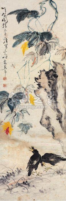 王雪涛花鸟立轴设色纸本字画之家