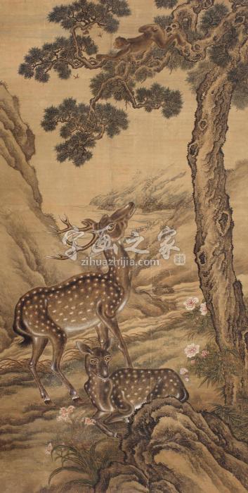 佚名福禄封侯镜片设色绢本字画之家