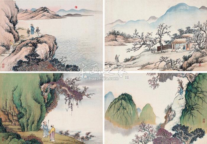 金城1923年作山水册册页（十开选四）设色绢本字画之家