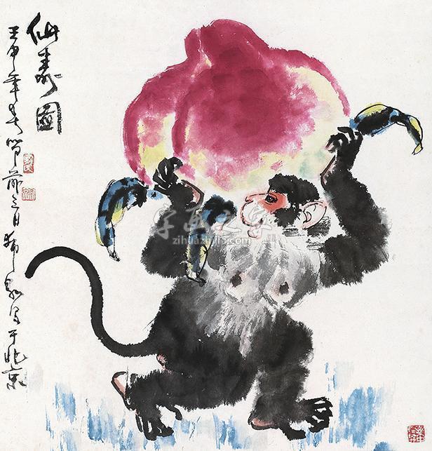 龙希泉仙寿图立轴设色纸本字画之家