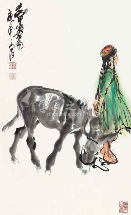 黄胄庚申（1980）年作少女图镜片设色纸本字画之家