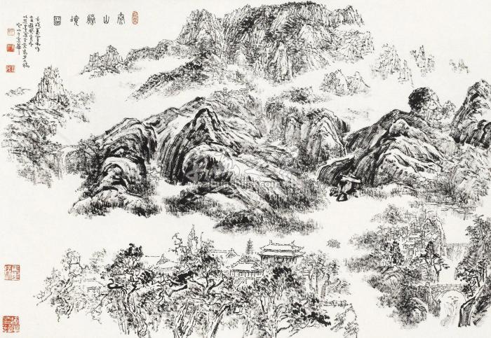 张仃癸亥（1983）年作泰山胜境图立轴水墨纸本字画之家
