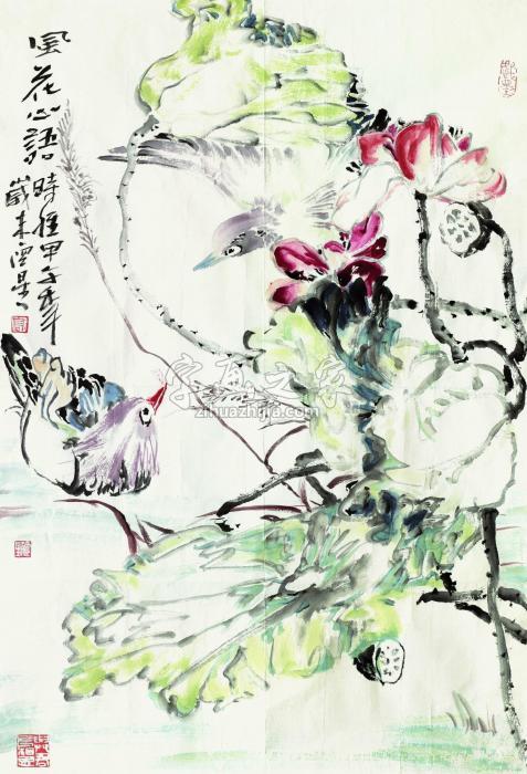 高德星风花心语镜心（片）设色纸本字画之家