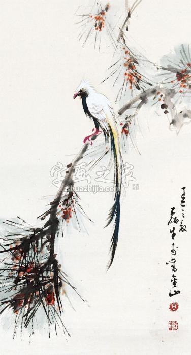 黄磊生花鸟图画心设色纸本款识：磊生写于旧金山钤印：黄磊生字画之家