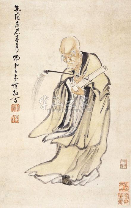 黄慎无量寿佛图立轴纸本字画之家