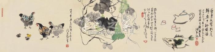 朱修立1999年作田园镜片设色纸本字画之家