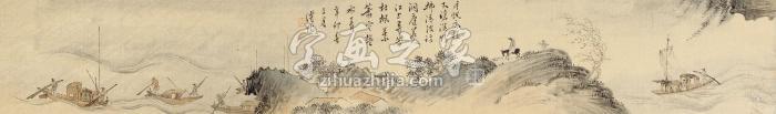 溥儒山水人物镜片绢本字画之家