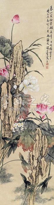 汤士澍荷塘春色立轴纸本字画之家