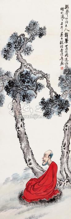 金健吾1942年作红衣罗汉立轴设色纸本字画之家