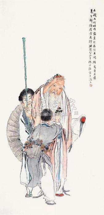 沈心海醉酒插花立轴设色纸本字画之家