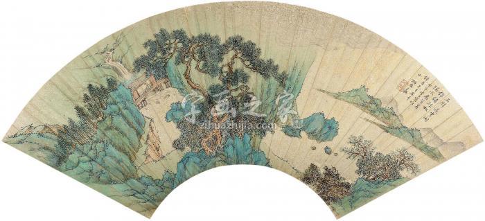 张培敦甲午（1834）年作青山幽居扇片设色笺本字画之家