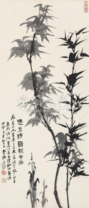 张大千戊申（1968）年作凭君传语报平安镜片水墨纸本字画之家