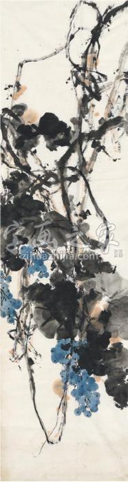 刘海粟野藤青葡图画心设色纸本字画之家