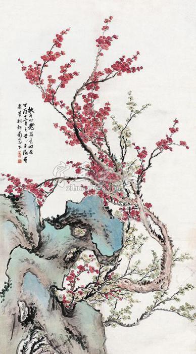 刘子勃花石图立轴设色纸本字画之家