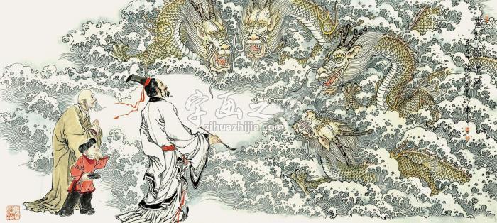 刘正2015年作画龙点睛图镜片设色纸本字画之家