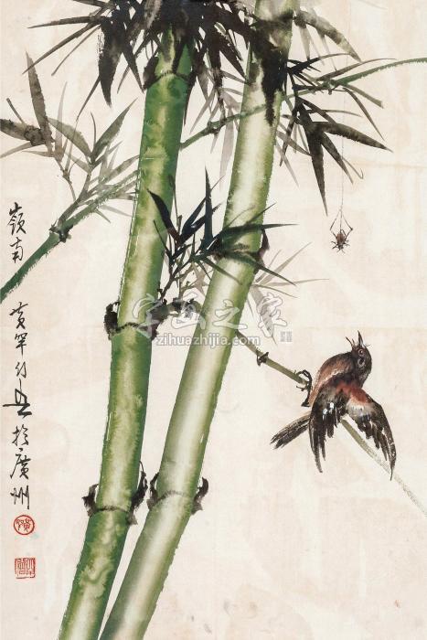 黄幻吾报喜图镜框设色纸本字画之家