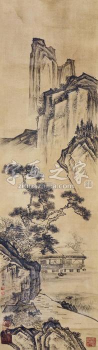 戴进山水立轴设色纸本字画之家