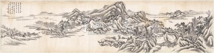 何维朴1919年作湖山云影图画心水墨纸本字画之家