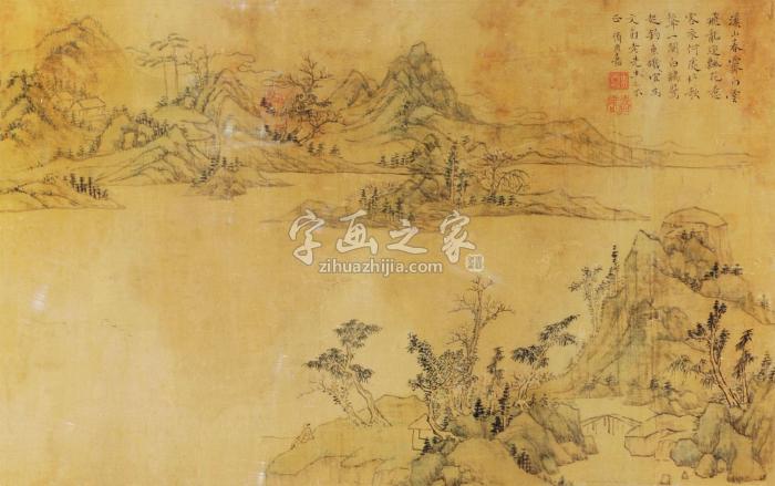 须用嘉溪山春霁镜框绫本字画之家