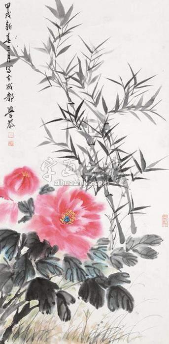 岑学恭富贵图立轴纸本字画之家