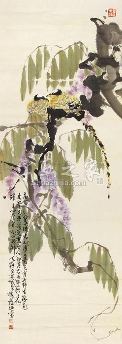 秦天柱花鸟镜片纸本字画之家