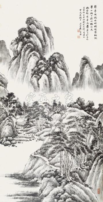 吴华源甲戌（1934）年作涧水寒烟立轴水墨纸本字画之家