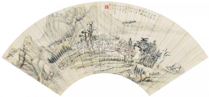 钱子安山水扇面纸本字画之家