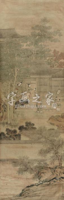 仇英人物故事立轴绢本字画之家