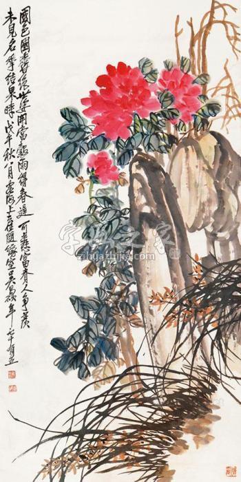 吴昌硕国色天香立轴纸本字画之家