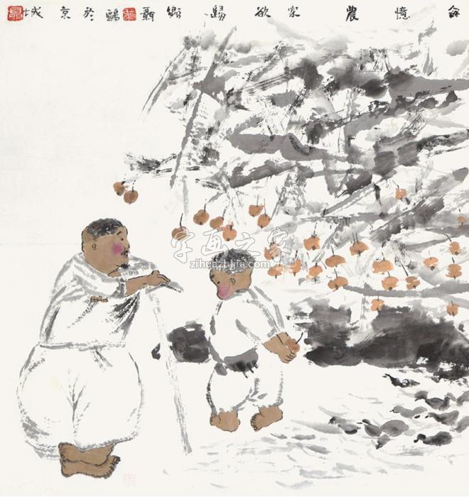 聂欧每忆农家欲归乡镜片设色纸本字画之家